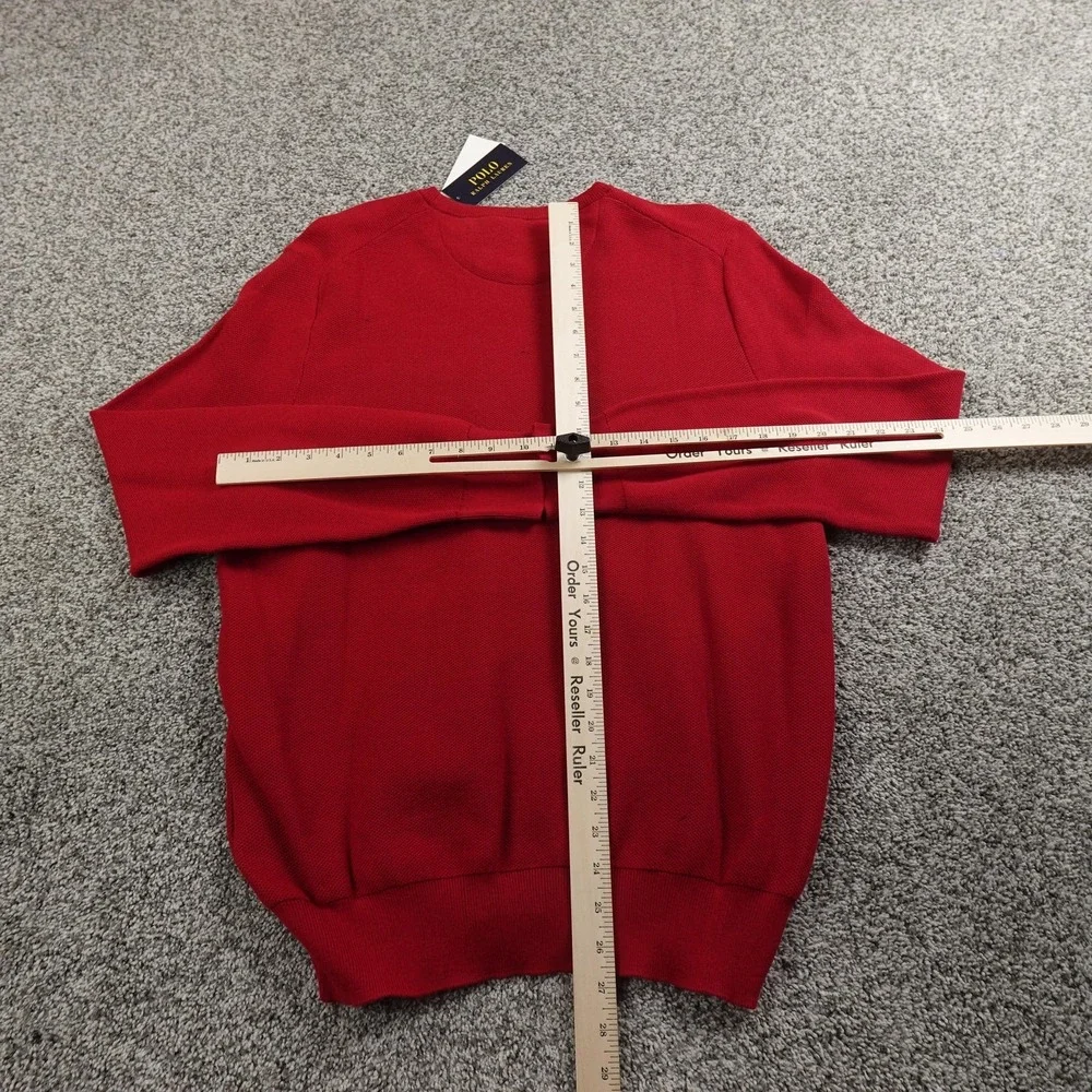 NEW Polo Ralph Lauren Sweater Mens L Red Waffle Knit Pullover Crewneck Pony Logo